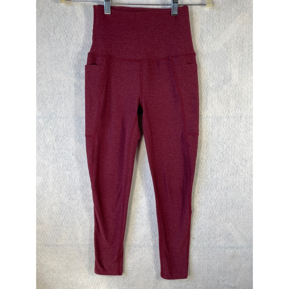 Beyond Yoga Womens Spacedye Out Of Pocket Midi Leggings Burgundy Heather XS